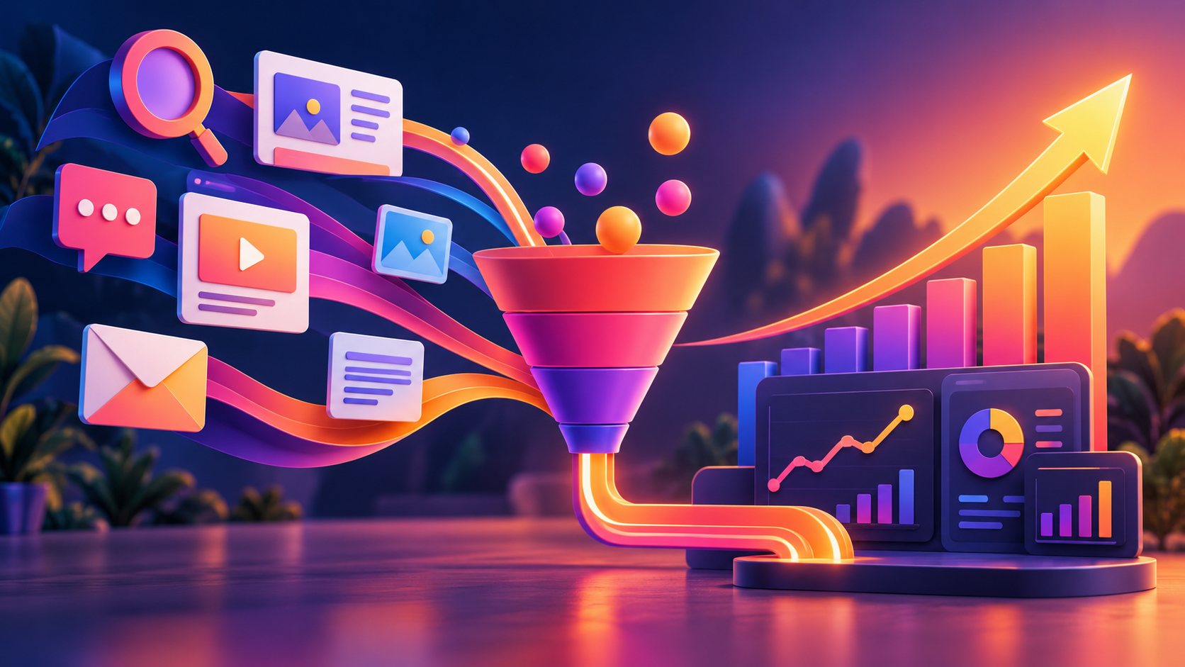 Digital Marketing online course learning illustration