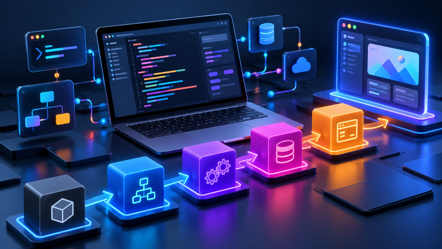 Programming online course learning illustration